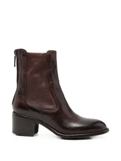 Lemargo Rear-zip Leather Ankle Boots In Brown