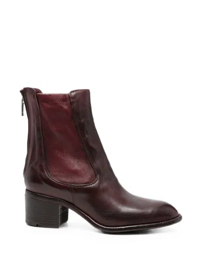Lemargo Rear-zip Leather Ankle Boots In Red