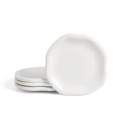Lemieux Et Cie Amorphous Stoneware Dinner Plate Set In White
