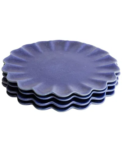 Lemieux Et Cie Dhalia 4pc Dinner Plate Set In Blue