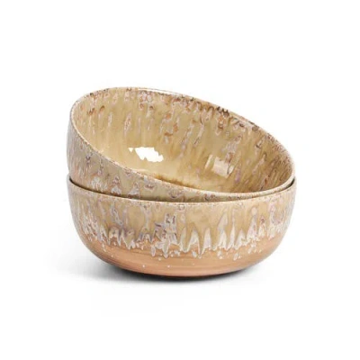 Lemieux Et Cie Hanami Stoneware Serving Bowl Set In Brown