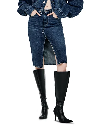 L'emiune 01 Denim Midi Skirt In Blue