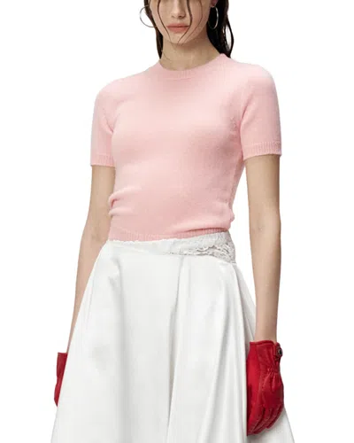 L'emiune Wool & Cashmere Short Sleeve Sweater In Pink