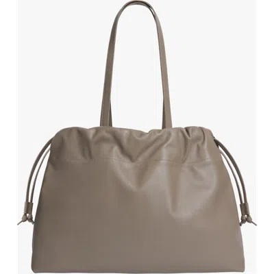 Lemiz Asisi Large Leather Carryall Tote In Taupe