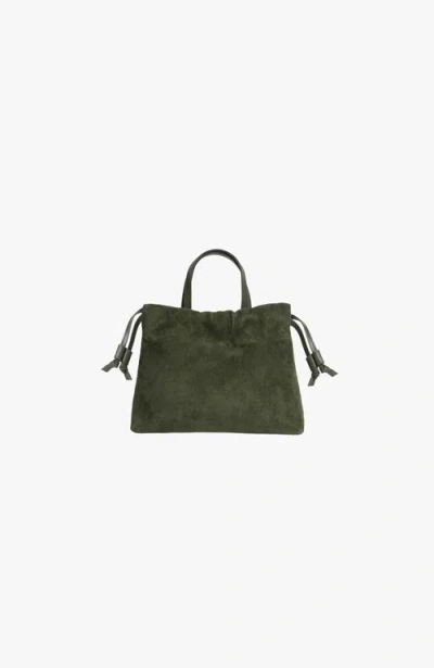 Lemiz Mini Asisi Convertible Suede Crossbody In Olive Suede
