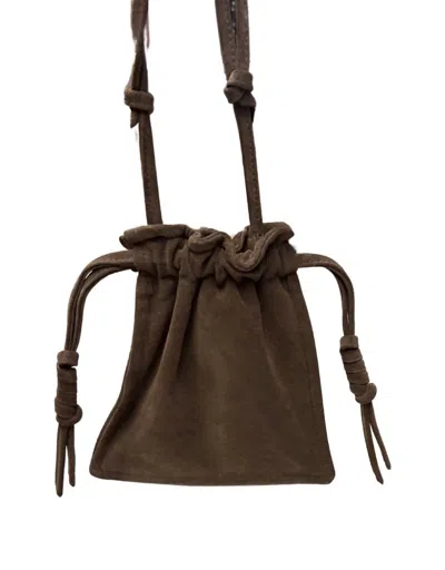 Lemiz Mini Bowie Suede In Chocolate In Gold