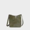 Lemiz Ruby Adjustable Leather Crossbody In Olive