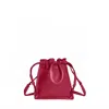 Lemiz Women's Mini Bowie Drawstring Crossbody Leather Bag In Fuschia