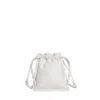 Lemiz Women's Mini Bowie Drawstring Leather Bag In Cream