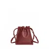 Lemiz Women's Mini Bowie Drawstring Leather Bag In Mulberry
