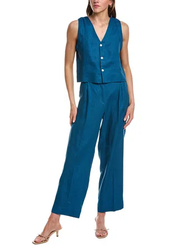 Lemlem Adowa Shell Linen Tank Top In Blue