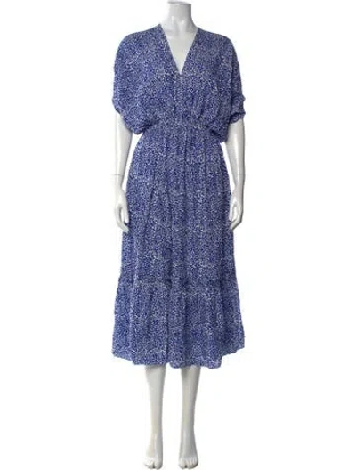Pre-owned Lemlem Animal Print Midi Length Dress In Blue/white