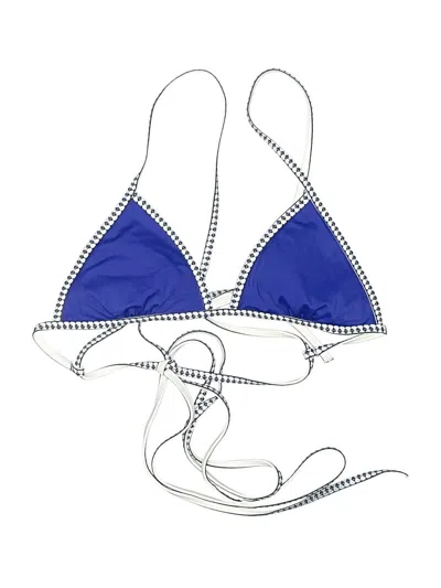 Pre-owned Lemlem By Liya Kebede X H&m Swimsuit Top Blue Argyle Pattern Swimwear