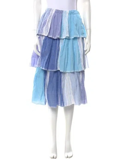 Pre-owned Lemlem Colorblock Pattern Knee-length Skirt In Blue