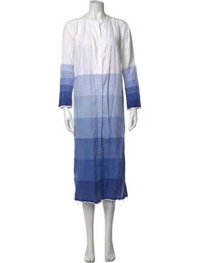Pre-owned Lemlem Colorblock Pattern Long Dress In Blue