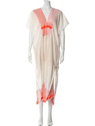 Pre-owned Lemlem Colorblock Pattern Long Dress In Multicolor