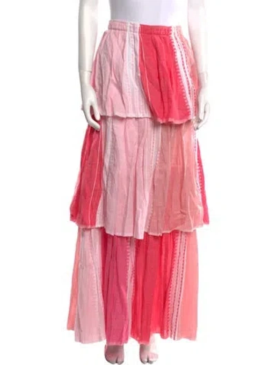 Pre-owned Lemlem Colorblock Pattern Long Skirt In Pink