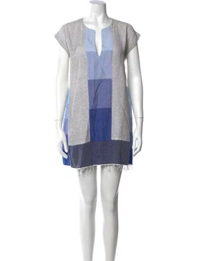 Pre-owned Lemlem Colorblock Pattern Mini Dress In Blue