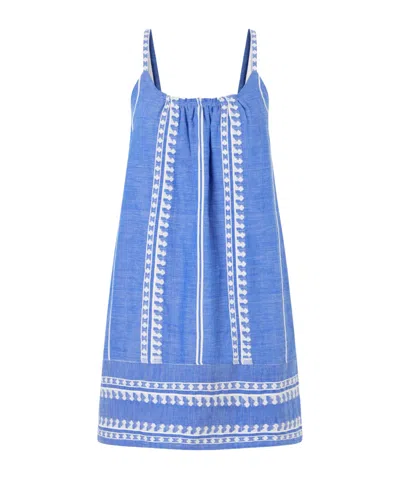 Lemlem Zine Cotton-gauze Mini Dress In Blue
