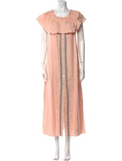 Pre-owned Lemlem Crew Neck Long Dress In Pink
