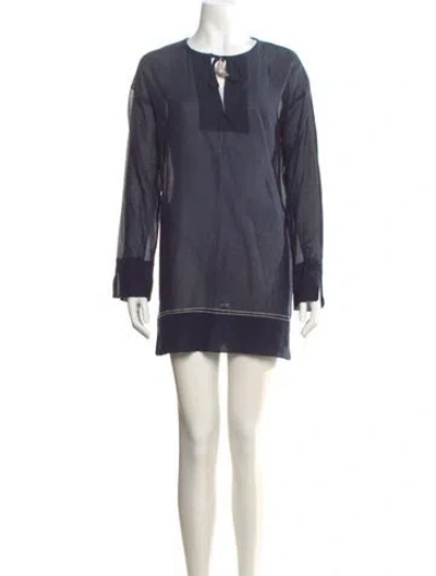 Pre-owned Lemlem Crew Neck Mini Dress In Blue