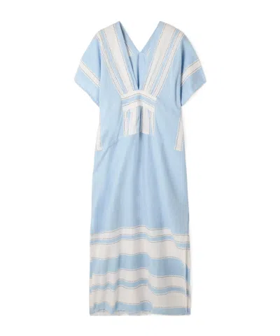 Lemlem Gasira Striped Cotton-blend Maxi Dress In Blue