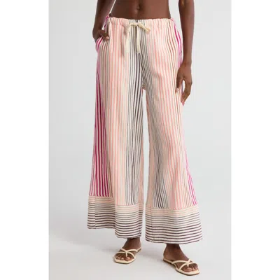 Lemlem Desta Stripe Wide Leg Cover-up Pants In Enjori Plum