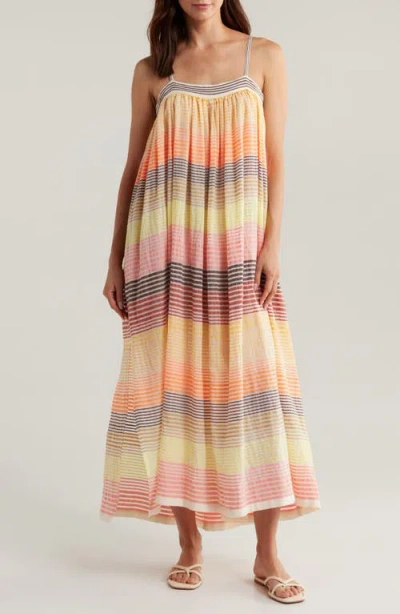 Lemlem Eda Mixed Stripe Cotton Blend Cover-up Sundress In Amaresh Sunrise