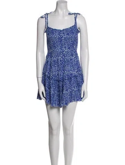 Pre-owned Lemlem Floral Print Mini Dress In Blue