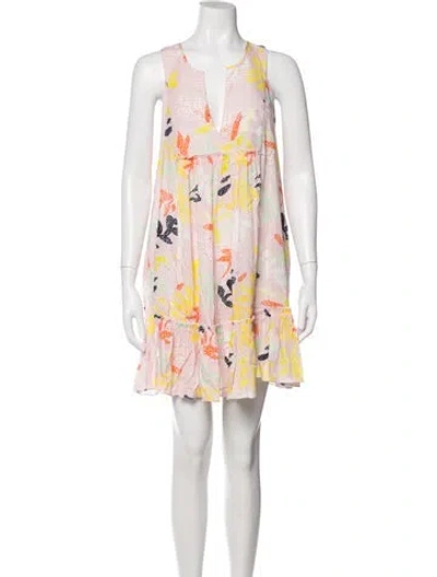 Pre-owned Lemlem Floral Print Mini Dress In Pink