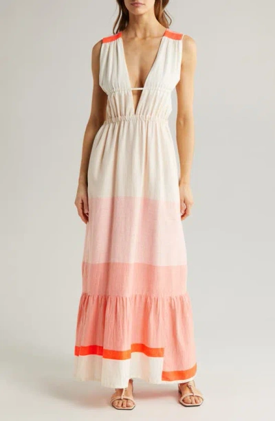 Lemlem Lelisa Colorblock Cotton Blend Maxi Dress In Ayele Blush
