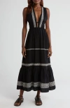 Lemlem Lelisa Plunge Cotton Blend Maxi Dress In Lulit Black