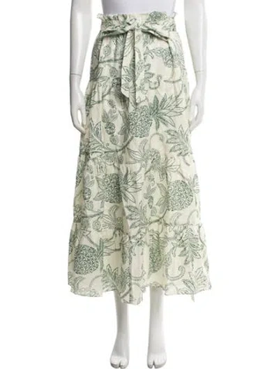 Pre-owned Lemlem Linen Long Skirt In Green