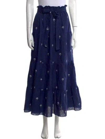 Pre-owned Lemlem Linen Long Skirt W/ Tags In Blue