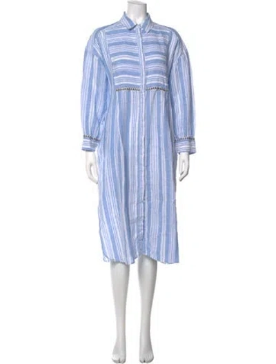 Pre-owned Lemlem Linen Midi Length Dress In Blue