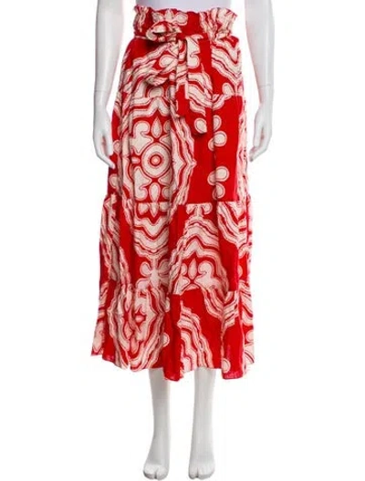 Pre-owned Lemlem Linen Midi Length Skirt In Red