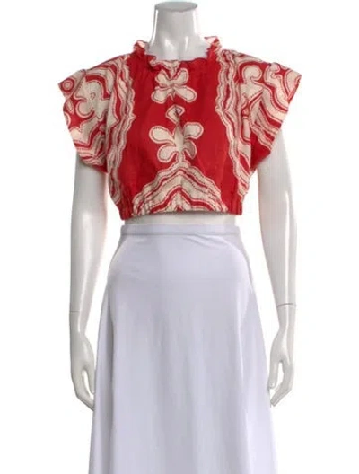 Pre-owned Lemlem Linen Printed Crop Top W/ Tags In Multi