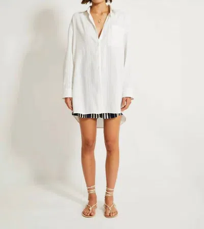 Lemlem Long Sleeve Mini Dress In Abira White