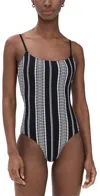 Lemlem Geometric Stripe-print Swimsuit In Black