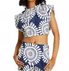 Lemlem Muna Ruched Crop Top In Zeina Navy In Blue
