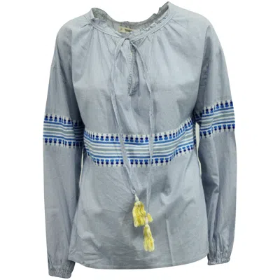 Pre-owned Lemlem Mwali Poet Top In Multicolor Cotton In Gray