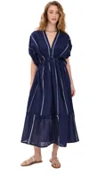 Lemlem Nunu Plunge Neck Dress Navy In Navy