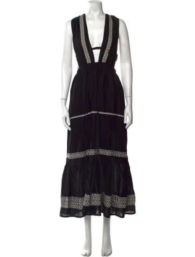 Pre-owned Lemlem Patterned Long Dress W/ Tags In Black