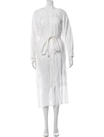 Pre-owned Lemlem Patterned Midi Length Dress In Metallic/white