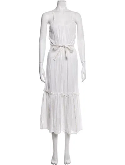 Pre-owned Lemlem Patterned Midi Length Dress In Metallic/white