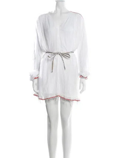 Pre-owned Lemlem Patterned Mini Dress In White