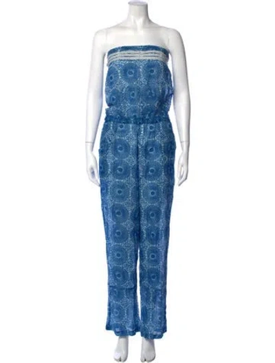 Pre-owned Lemlem Patterned Strapless Jumpsuit In Blue