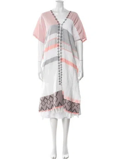 Pre-owned Lemlem Patterned V-neck Sweater In White