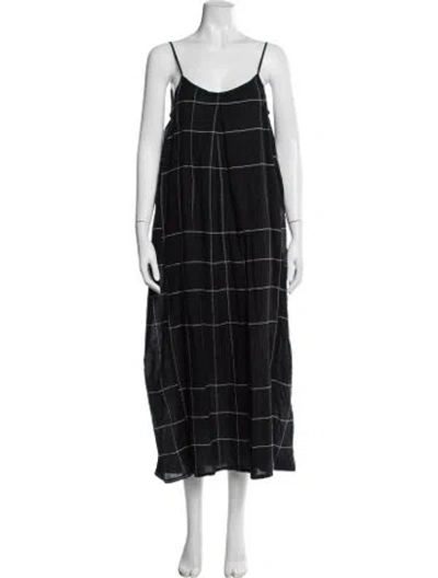 Pre-owned Lemlem Plaid Print Long Dress In Black