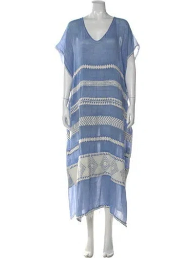 Pre-owned Lemlem Printed Long Dress In Blue